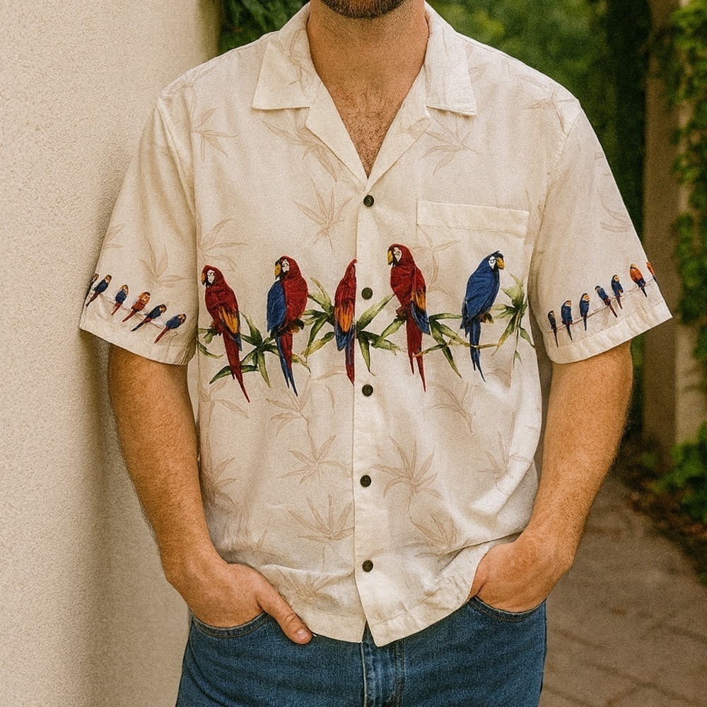 Vintage Pacific Legend Parrot Cotton Short Sleeve Button Front Shirt Men 2XL - Picture 8 of 8